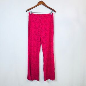 Free People All Day Lace Women’s Fuchsia Sheer Flare Coquette Pants Sz L NEW